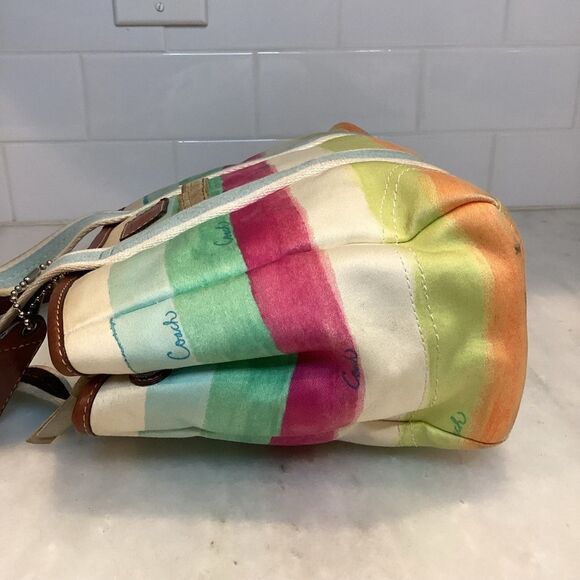 Coach Hampton Watercolor Pastel Stripes Small Mini Tote Handbag - Picture 9 of 16